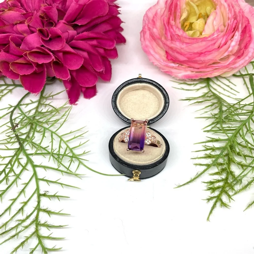 NEW⚜️Ombré Crystal Rose Gold Cocktail Ring - Picture 8 of 8